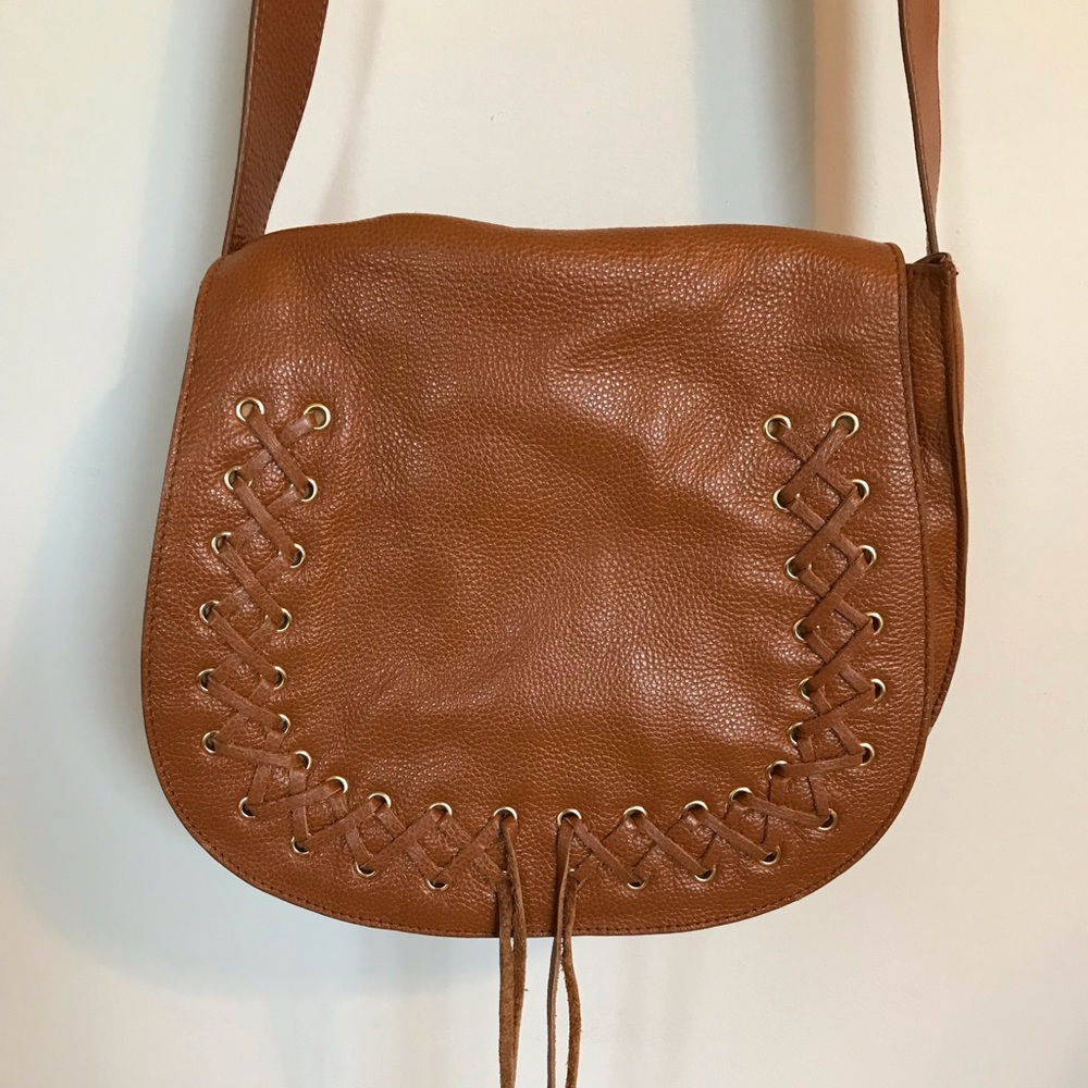 Violetta Royal Tan Genuine Leather Flap Saddle Crossbody Bag
